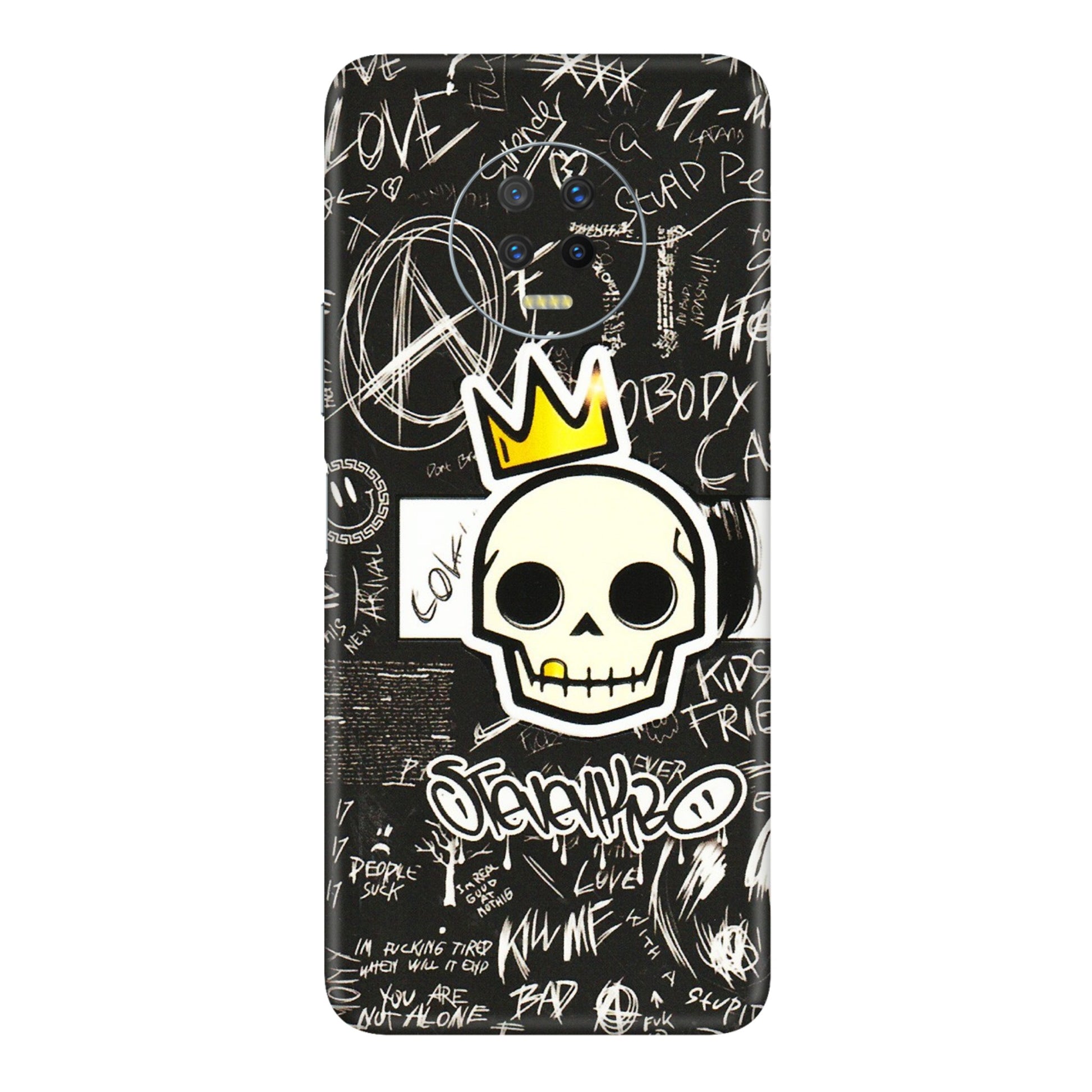 INFINIX Phone Skins (All Models) - Funny Skull Black Chalk Grafitti - 3D Embossed Finish (L-22) Infinix Note 7