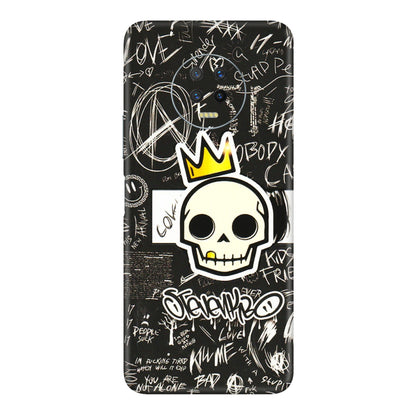 INFINIX Phone Skins (All Models) - Funny Skull Black Chalk Grafitti - 3D Embossed Finish (L-22) Infinix Note 7