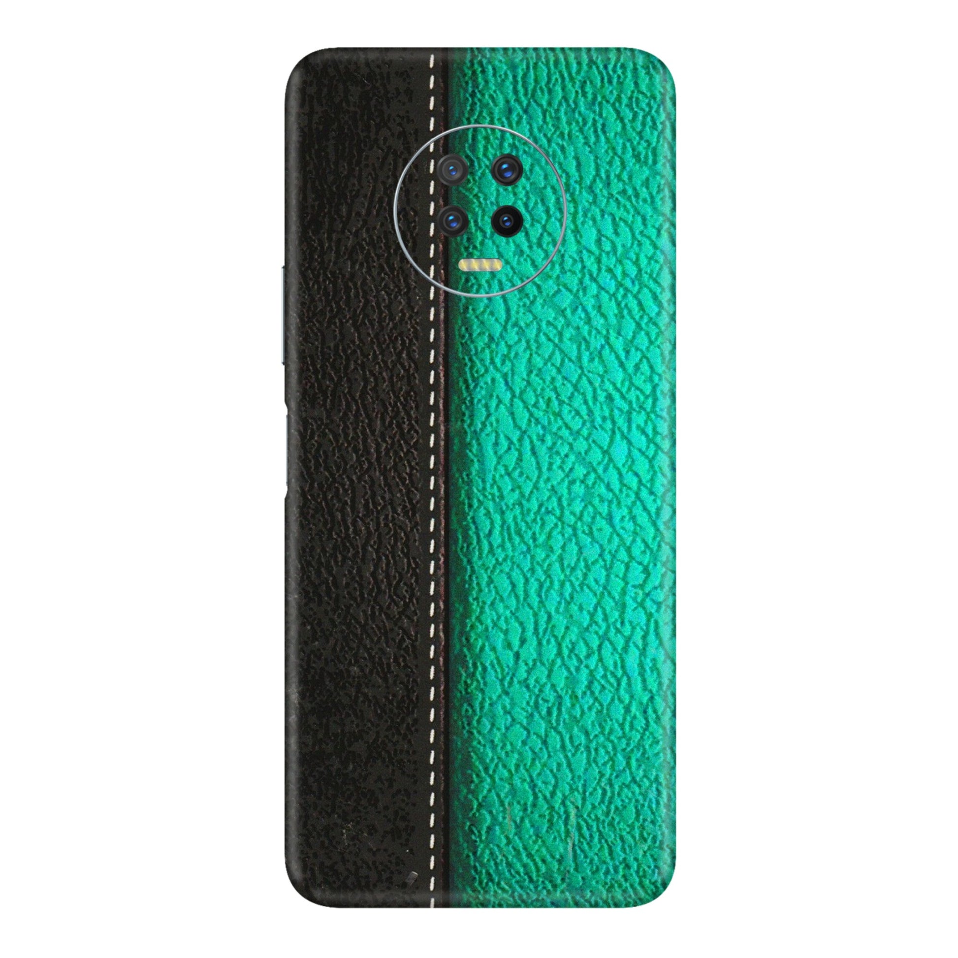 INFINIX Phone Skins (All Models) - Black Green Dual Leather Stich - 3D Embossed Finish (L-233) Infinix Note 7