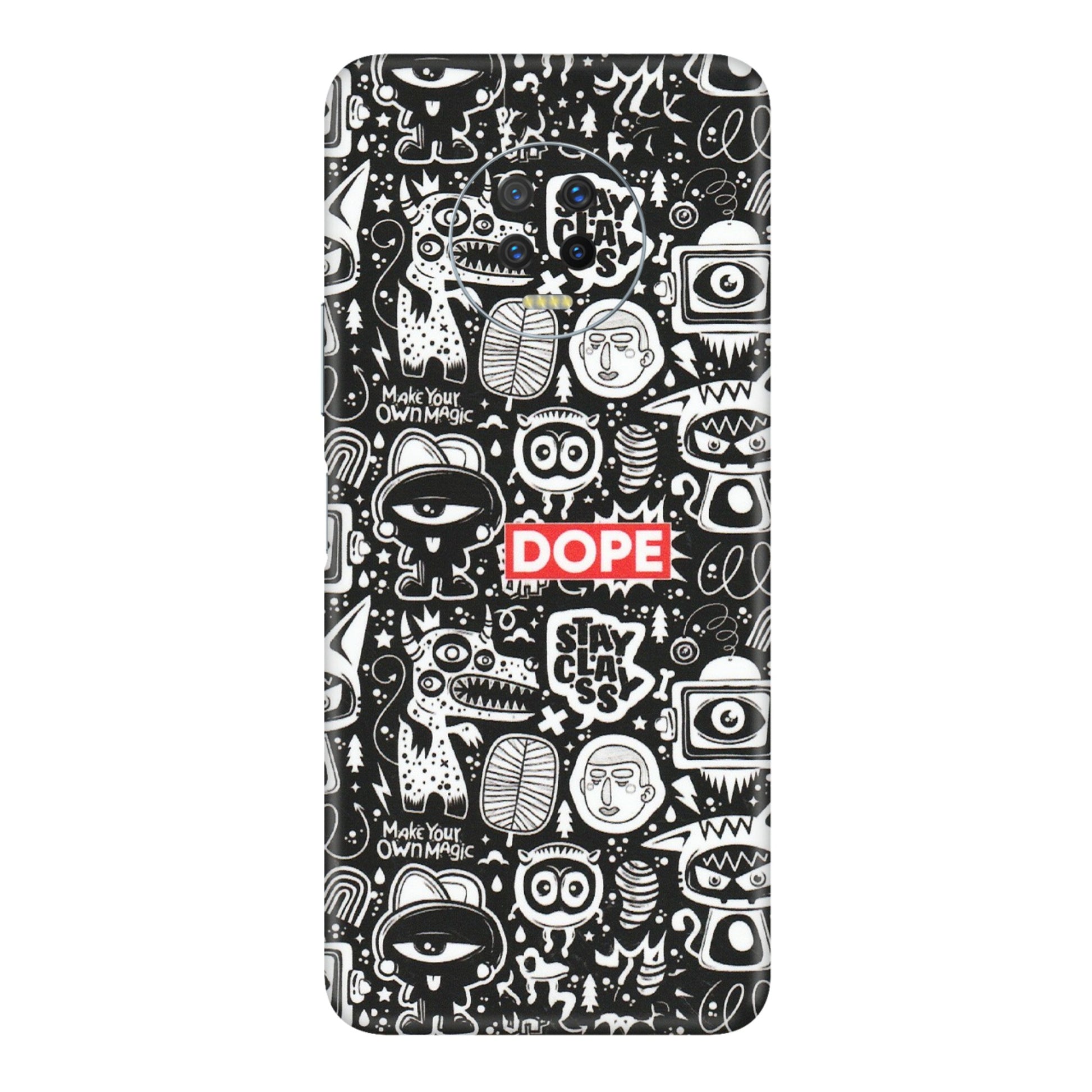 INFINIX Phone Skins (All Models) - Dope Stay Classy Black Doodles - Matte Finish (M-126) Infinix Note 7