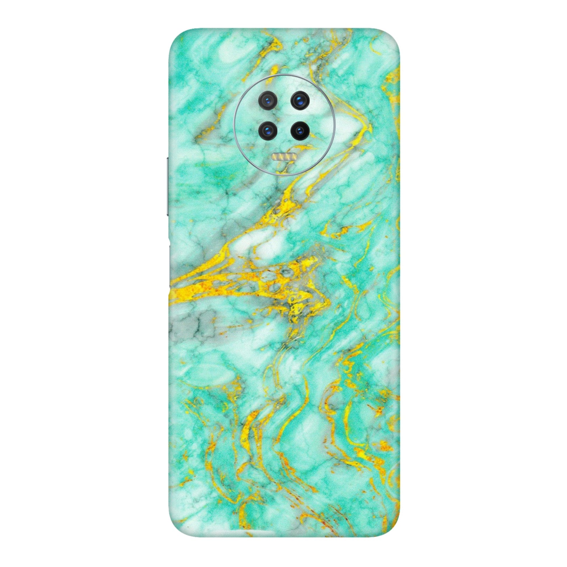 INFINIX Phone Skins (All Models) - Green And Gold Marble Feel - Matte Finish (M-16) Infinix Note 7