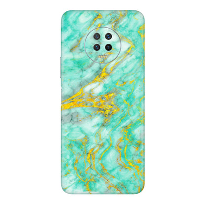 INFINIX Phone Skins (All Models) - Green And Gold Marble Feel - Matte Finish (M-16) Infinix Note 7