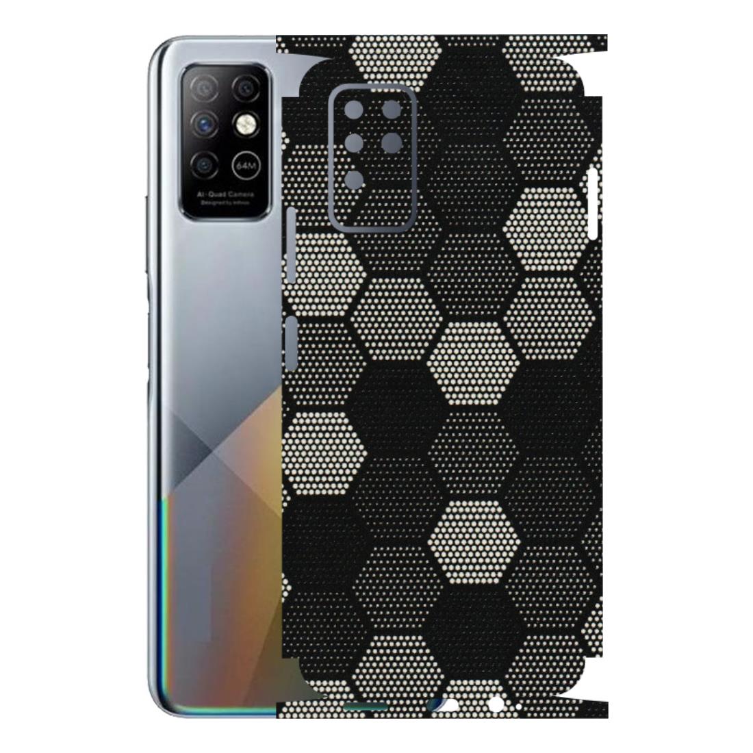 INFINIX Phone Skins (All Models) - Black & White Dotted Honeycomb Texture - 3D Embossed Finish (L-202) Infinix Note 8