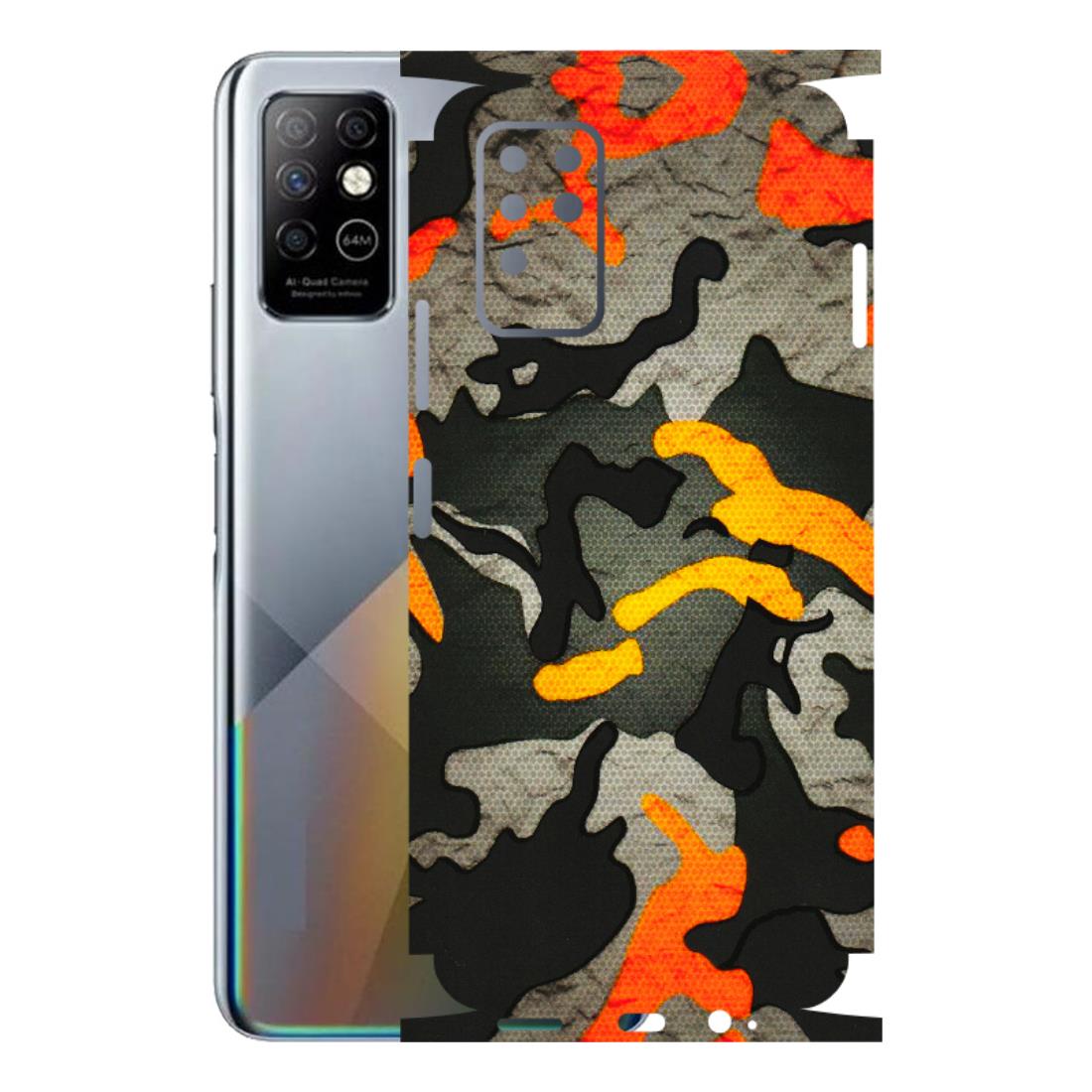 INFINIX Phone Skins (All Models) - Orange Camouflage - 3D Embossed Finish (L-204) Infinix Note 8