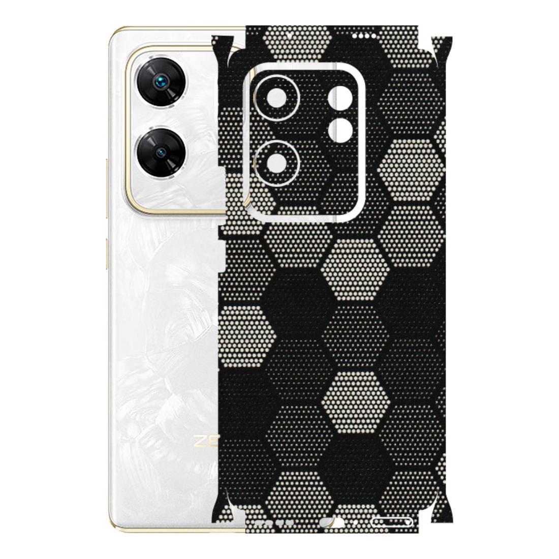 INFINIX Phone Skins (All Models) - Black & White Dotted Honeycomb Texture - 3D Embossed Finish (L-202) Infinix Zero 30 4G