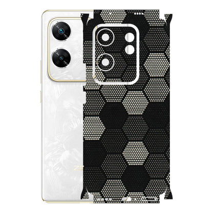 INFINIX Phone Skins (All Models) - Black & White Dotted Honeycomb Texture - 3D Embossed Finish (L-202) Infinix Zero 30 4G