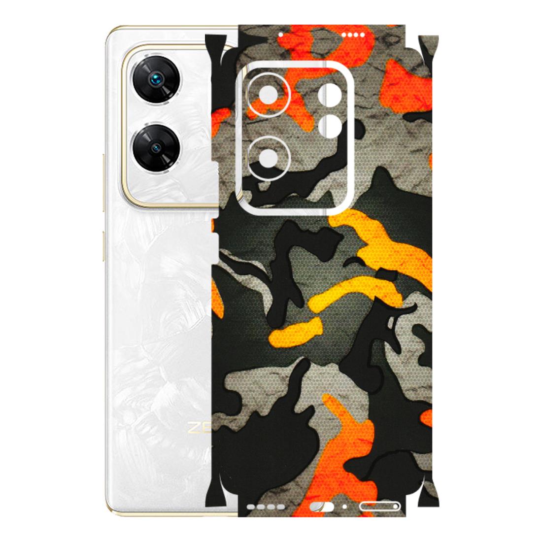 INFINIX Phone Skins (All Models) - Orange Camouflage - 3D Embossed Finish (L-204) Infinix Zero 30 4G