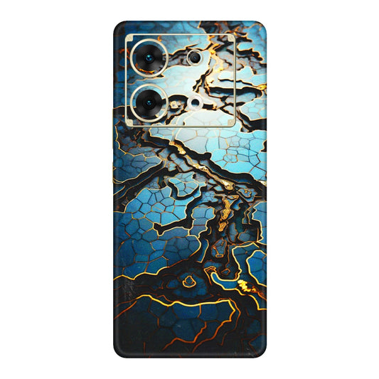 INFINIX Phone Skins (All Models) - Blue Gold Abstract - 3D Embossed Finish (L-11) Infinix Zero 30 (5G)