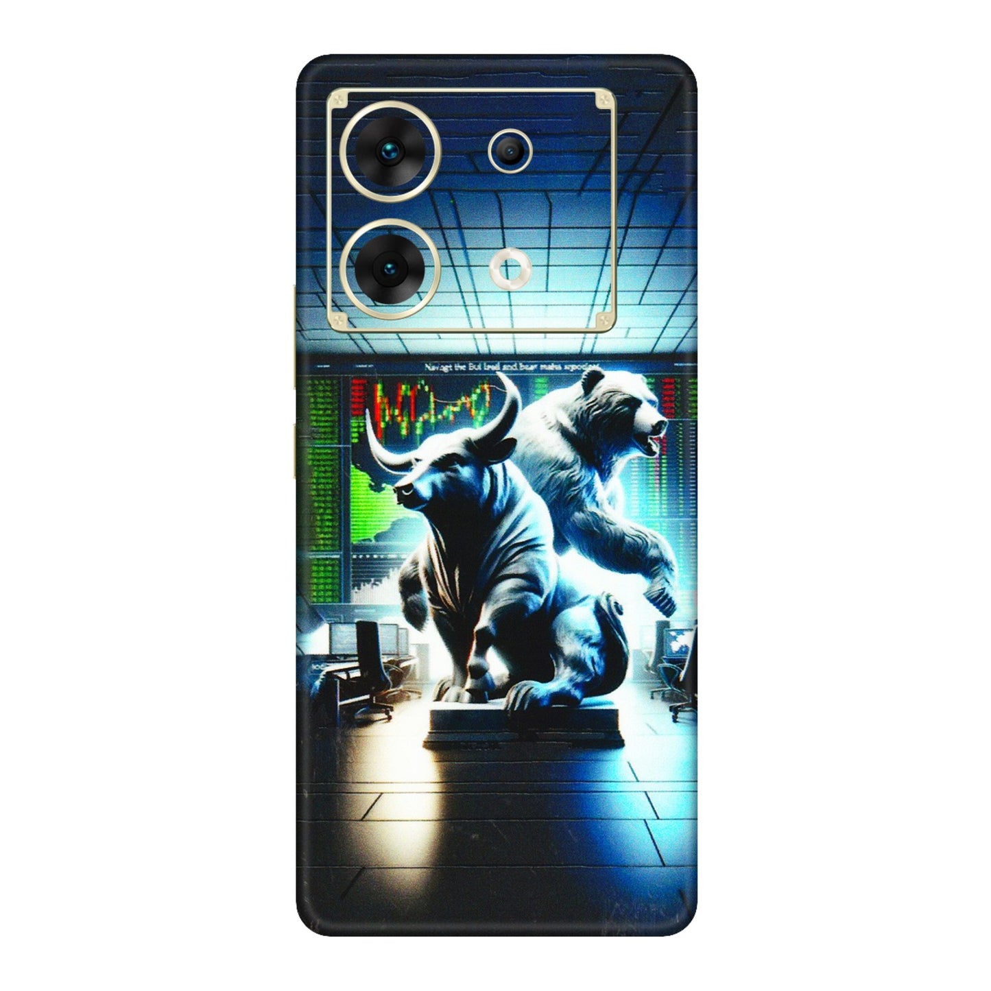 INFINIX Phone Skins (All Models) - Stock Market Sensex Bear vs Bulls - 3D Embossed Finish (L-15) Infinix Zero 30 (5G)