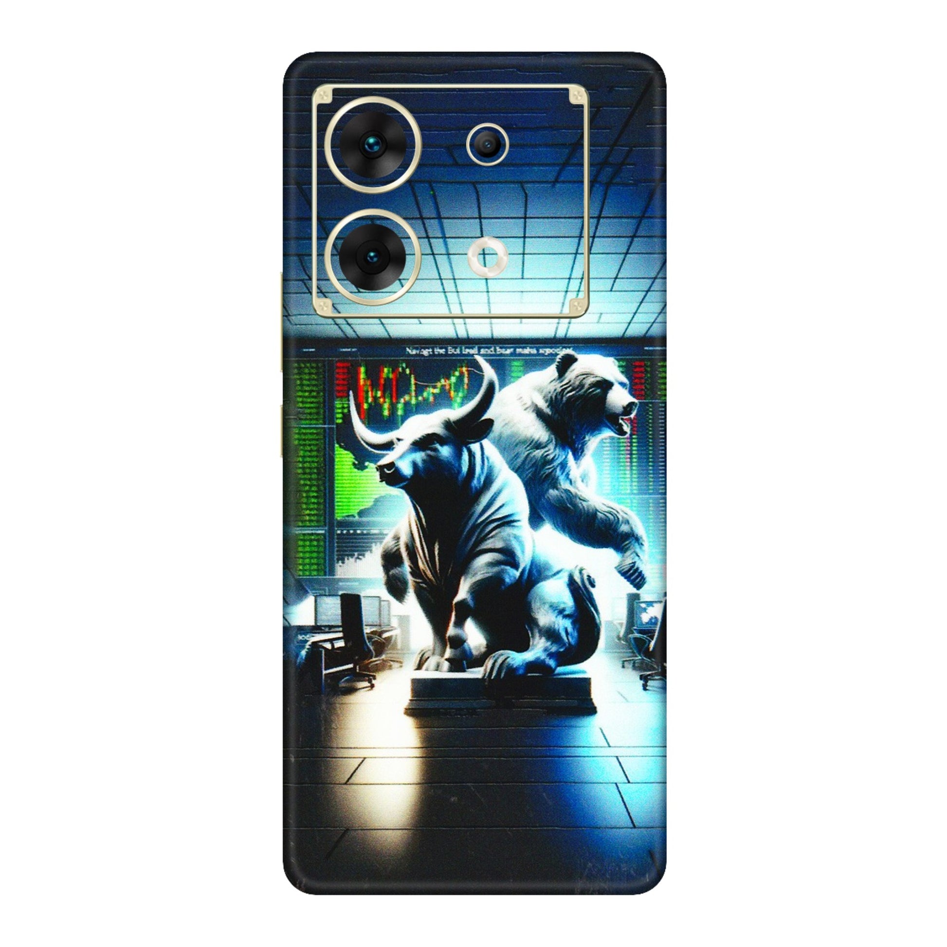 INFINIX Phone Skins (All Models) - Stock Market Sensex Bear vs Bulls - 3D Embossed Finish (L-15) Infinix Zero 30 (5G)
