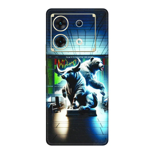 INFINIX Phone Skins (All Models) - Stock Market Sensex Bear vs Bulls - 3D Embossed Finish (L-15) Infinix Zero 30 (5G)