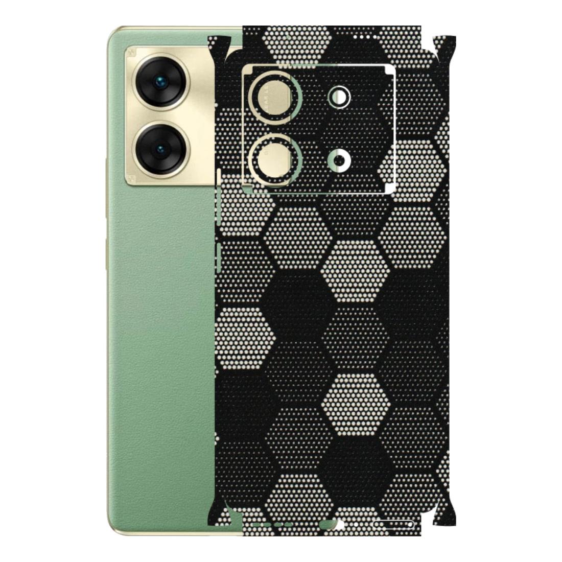 INFINIX Phone Skins (All Models) - Black & White Dotted Honeycomb Texture - 3D Embossed Finish (L-202) Infinix Zero 30 (5G)