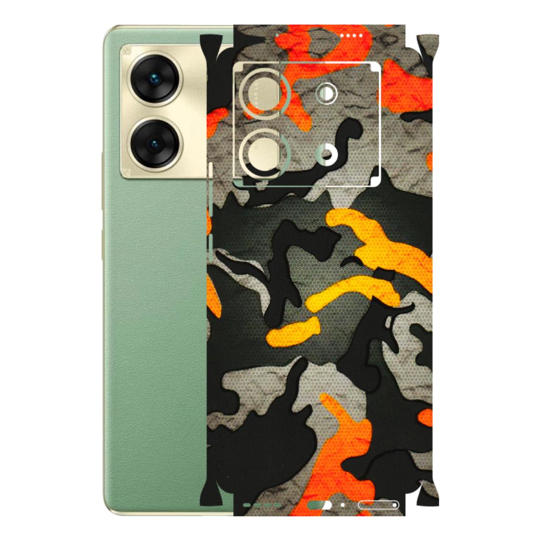 INFINIX Phone Skins (All Models) - Orange Camouflage - 3D Embossed Finish (L-204) Infinix Zero 30 (5G)