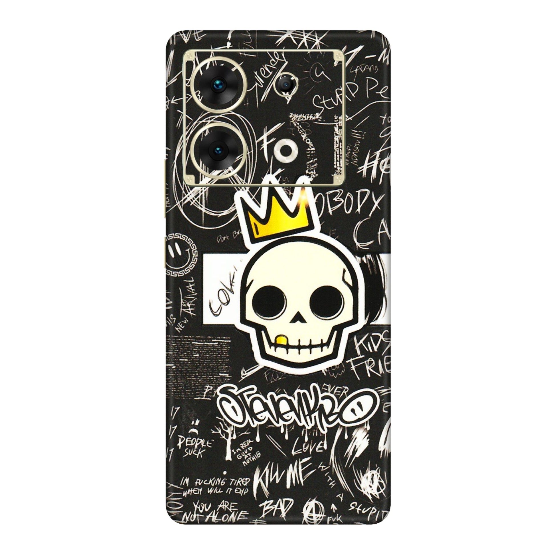 INFINIX Phone Skins (All Models) - Funny Skull Black Chalk Grafitti - 3D Embossed Finish (L-22) Infinix Zero 30 (5G)