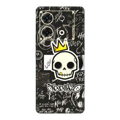 INFINIX Phone Skins (All Models) - Funny Skull Black Chalk Grafitti - 3D Embossed Finish (L-22) Infinix Zero 30 (5G)