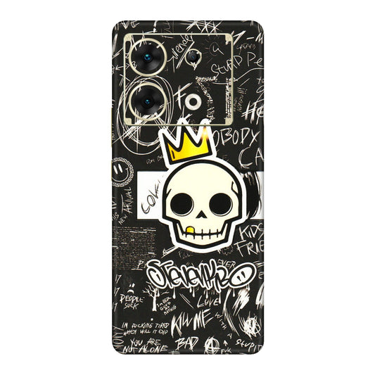 INFINIX Phone Skins (All Models) - Funny Skull Black Chalk Grafitti - 3D Embossed Finish (L-22) Infinix Zero 30 (5G)