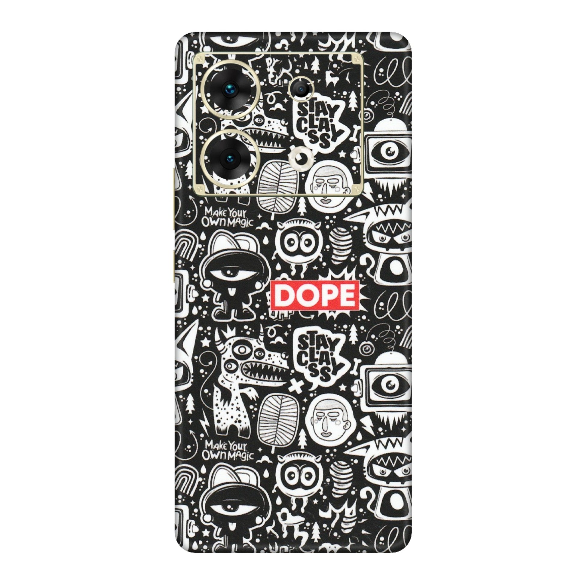 INFINIX Phone Skins (All Models) - Dope Stay Classy Black Doodles - Matte Finish (M-126) Infinix Zero 30 (5G)