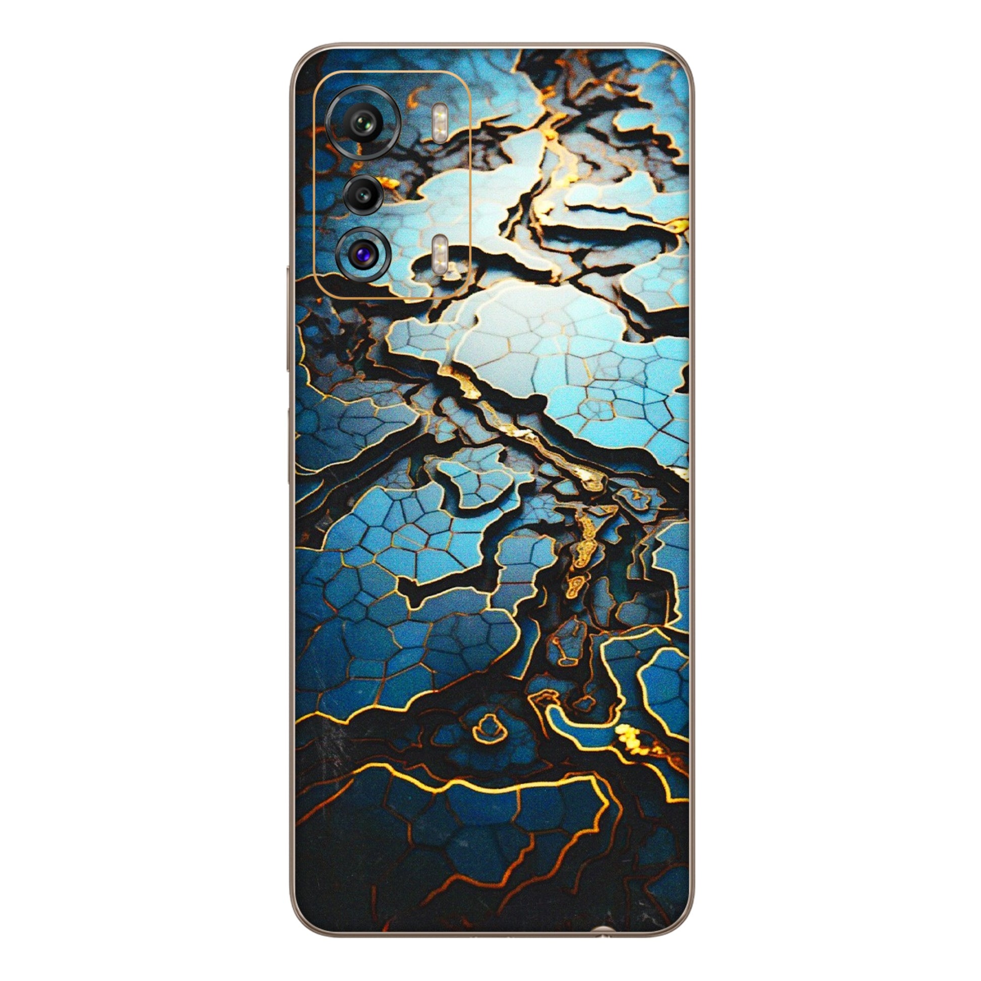 INFINIX Phone Skins (All Models) - Blue Gold Abstract - 3D Embossed Finish (L-11) Infinix Zero 5G