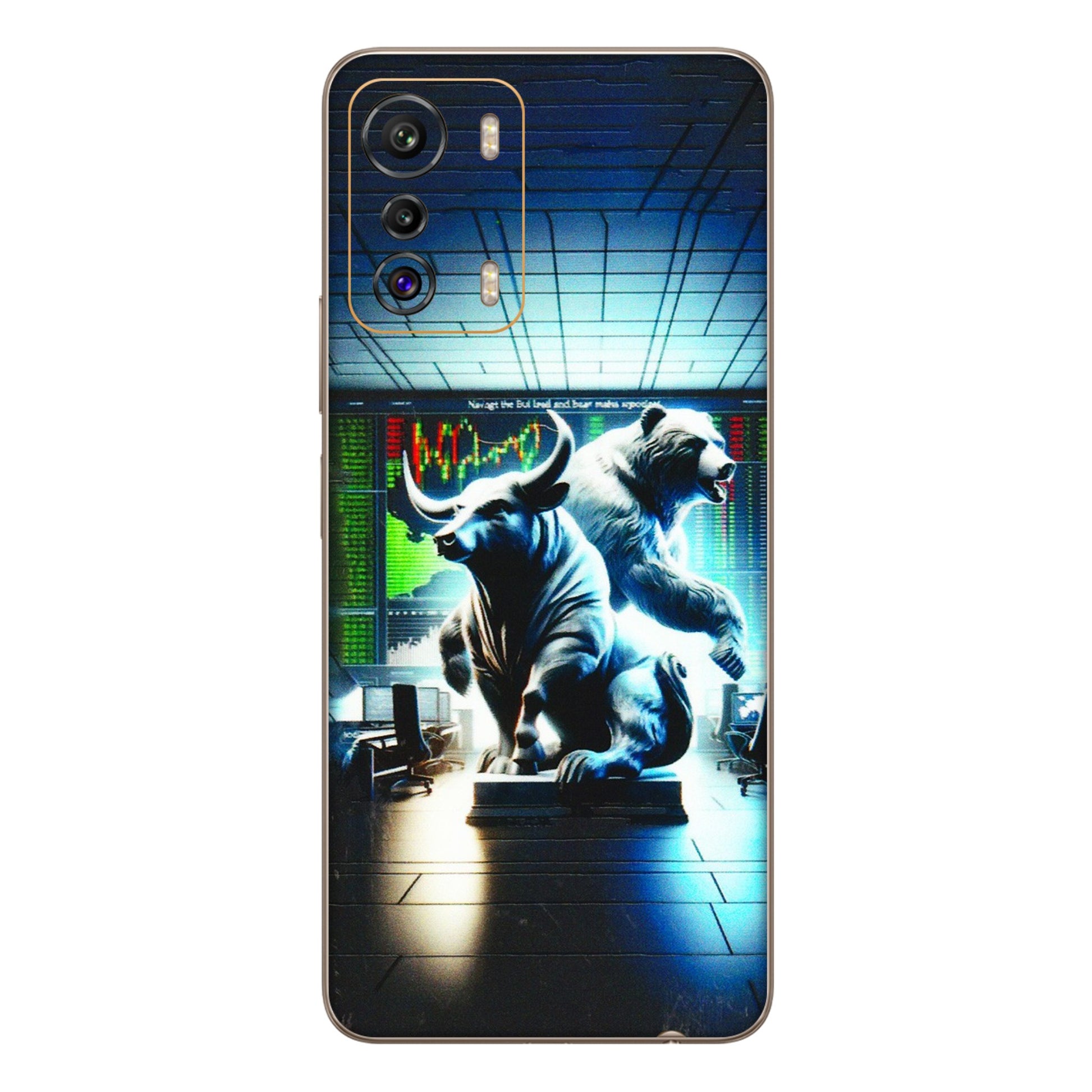 INFINIX Phone Skins (All Models) - Stock Market Sensex Bear vs Bulls - 3D Embossed Finish (L-15) Infinix Zero 5G