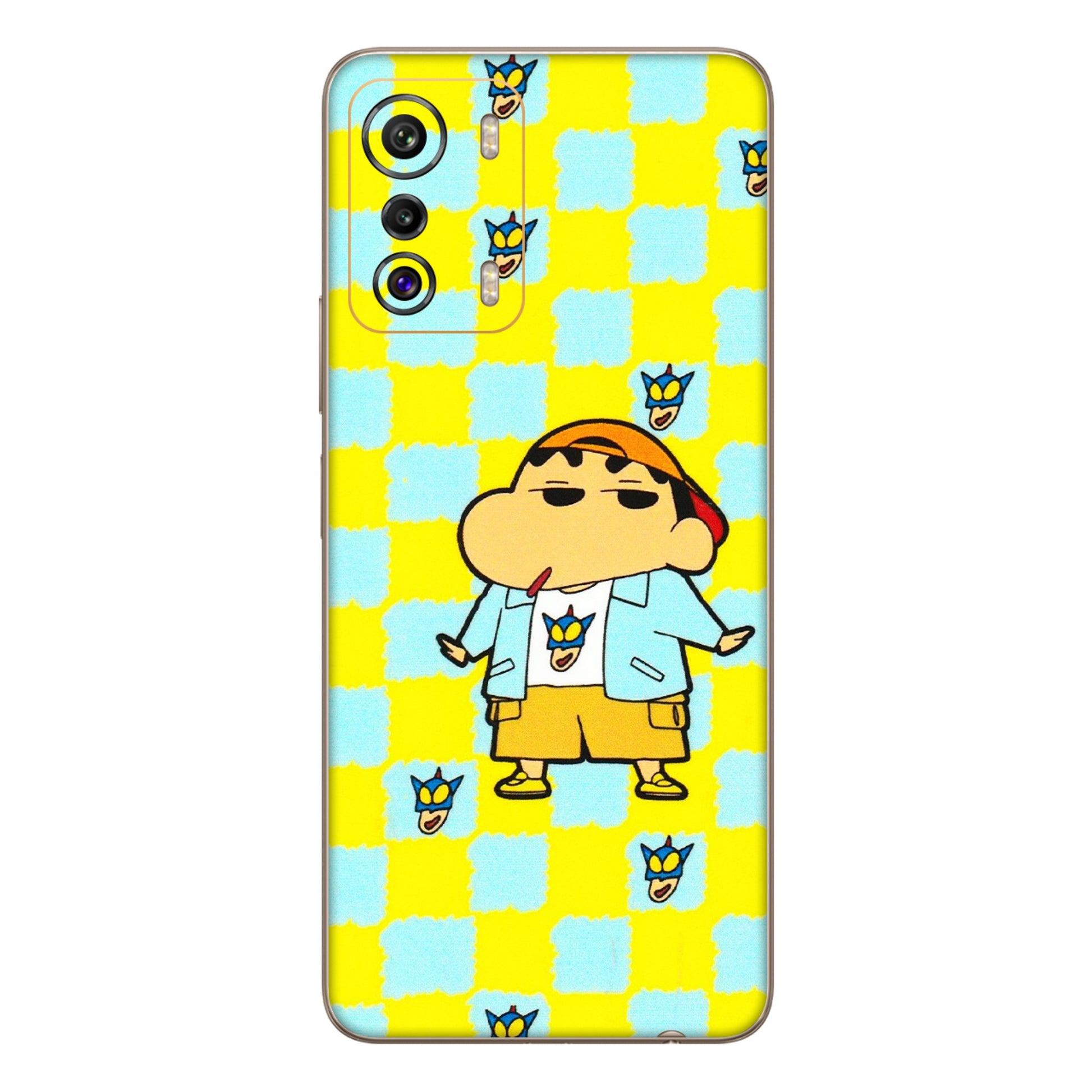 INFINIX Phone Skins (All Models) - Yellow Blue Shinchan Cute - 3D Embossed Finish (L-221) Infinix Zero 5G