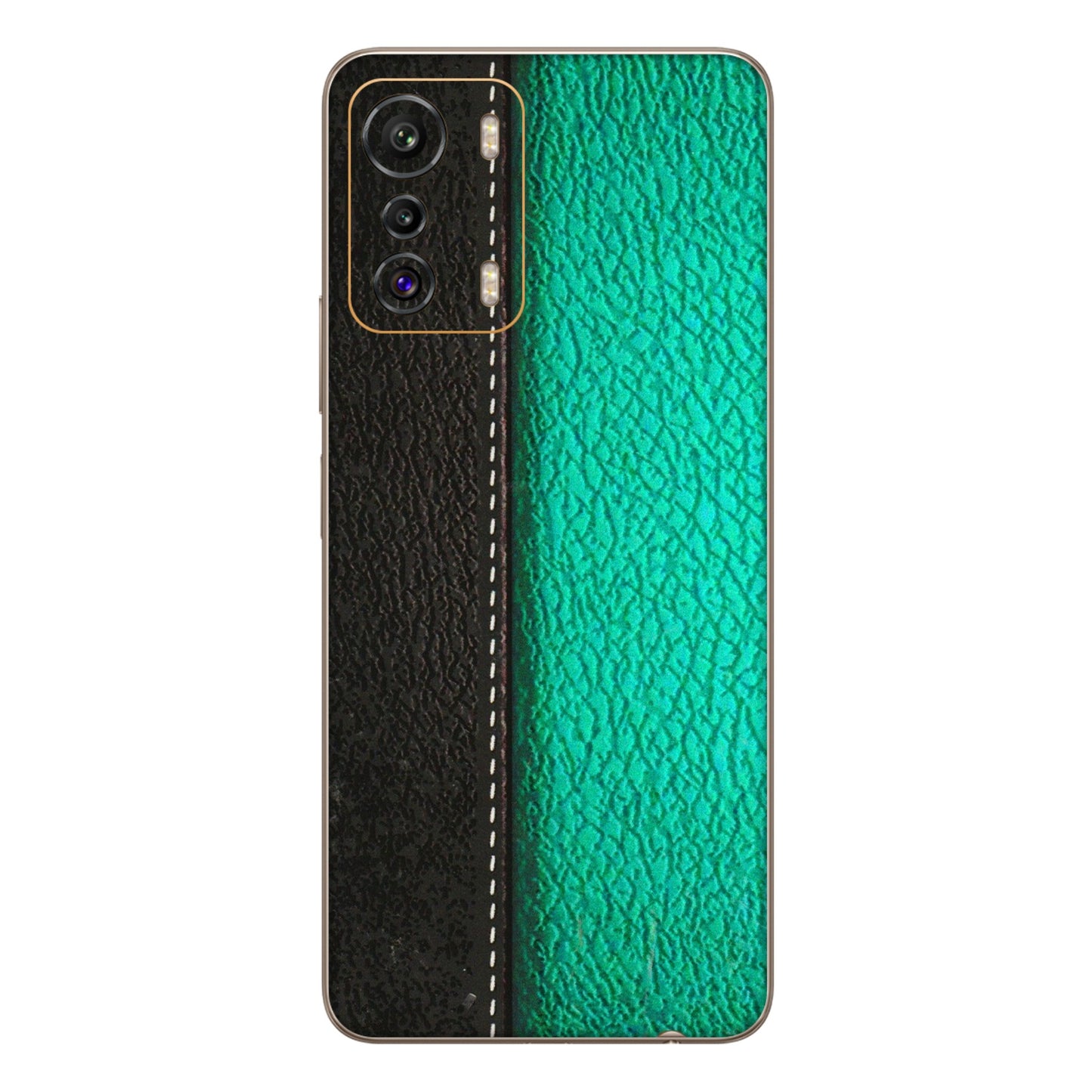 INFINIX Phone Skins (All Models) - Black Green Dual Leather Stich - 3D Embossed Finish (L-233) Infinix Zero 5G