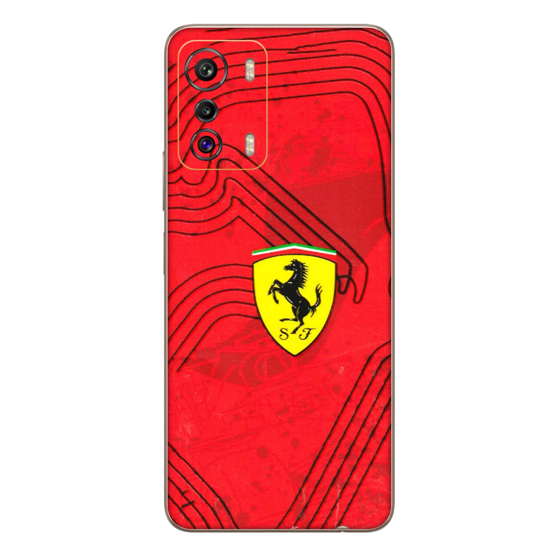 INFINIX Phone Skins (All Models) - Red Ferrari Logo Stylish - 3D Embossed Finish (L-238) Infinix Zero 5G