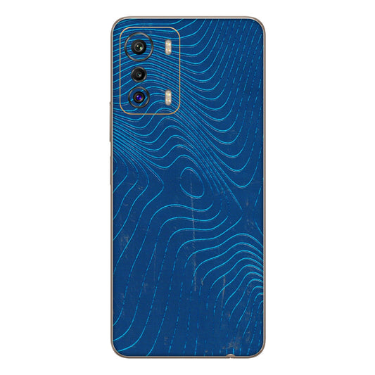 INFINIX Phone Skins (All Models) - Abstract Blue Line Map - 3D Embossed Finish (L-272) Infinix Zero 5G