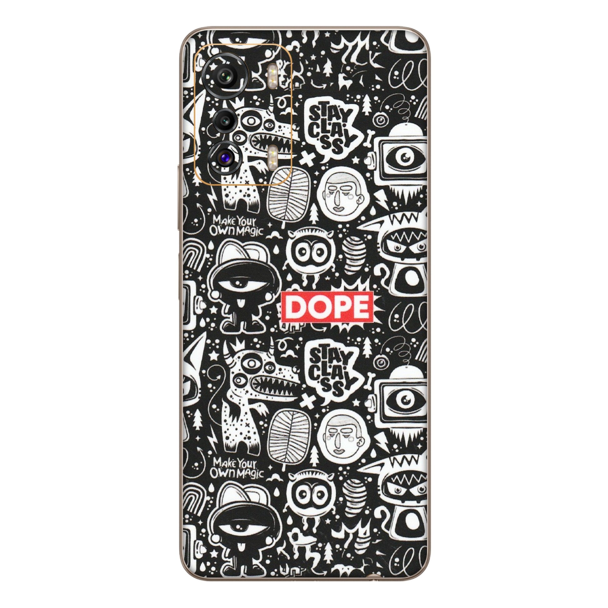 INFINIX Phone Skins (All Models) - Dope Stay Classy Black Doodles - Matte Finish (M-126) Infinix Zero 5G