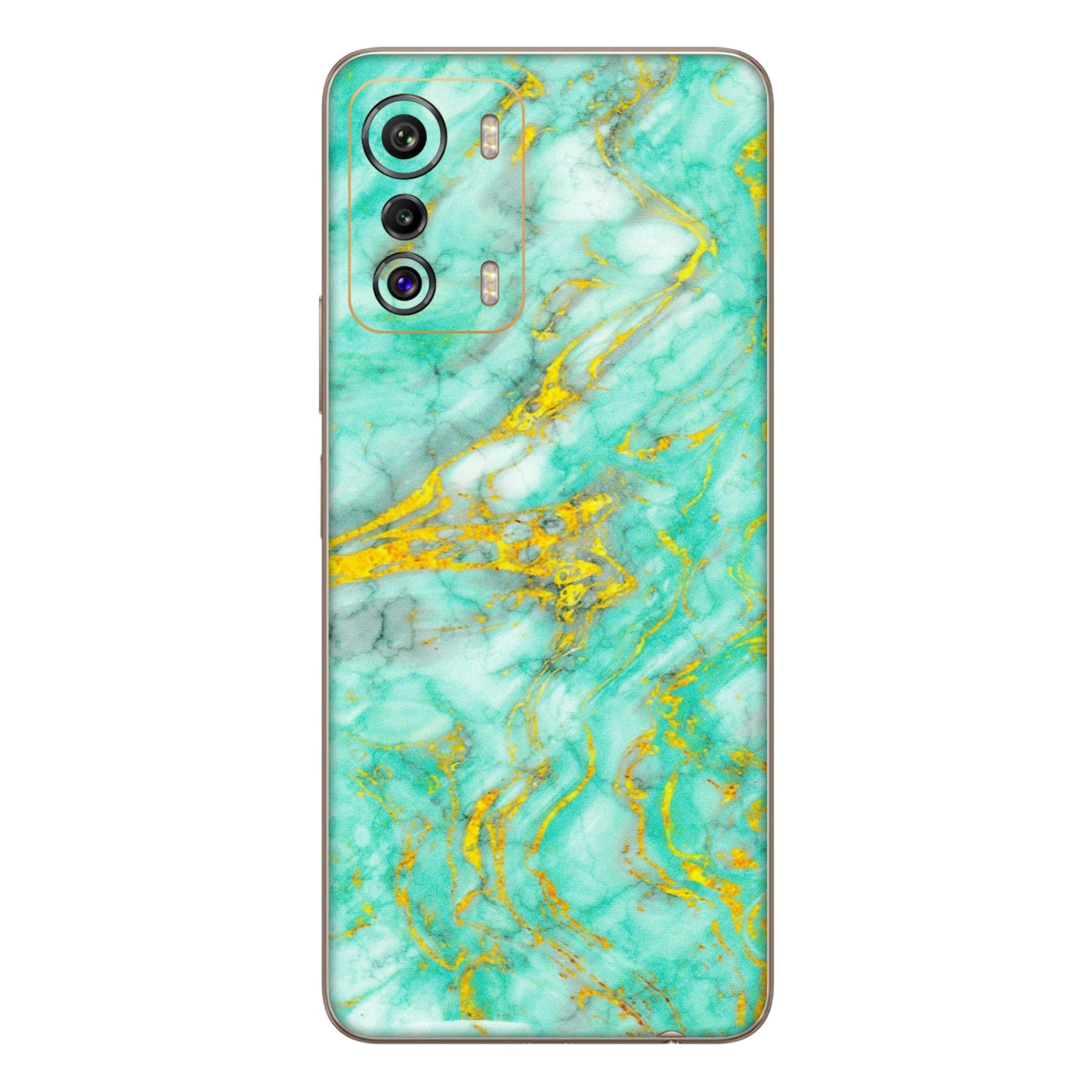 INFINIX Phone Skins (All Models) - Green And Gold Marble Feel - Matte Finish (M-16) Infinix Zero 5G
