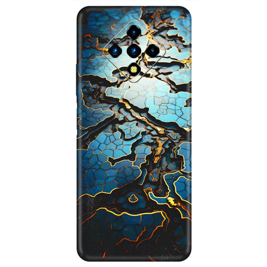 INFINIX Phone Skins (All Models) - Blue Gold Abstract - 3D Embossed Finish (L-11) Infinix Zero 8i
