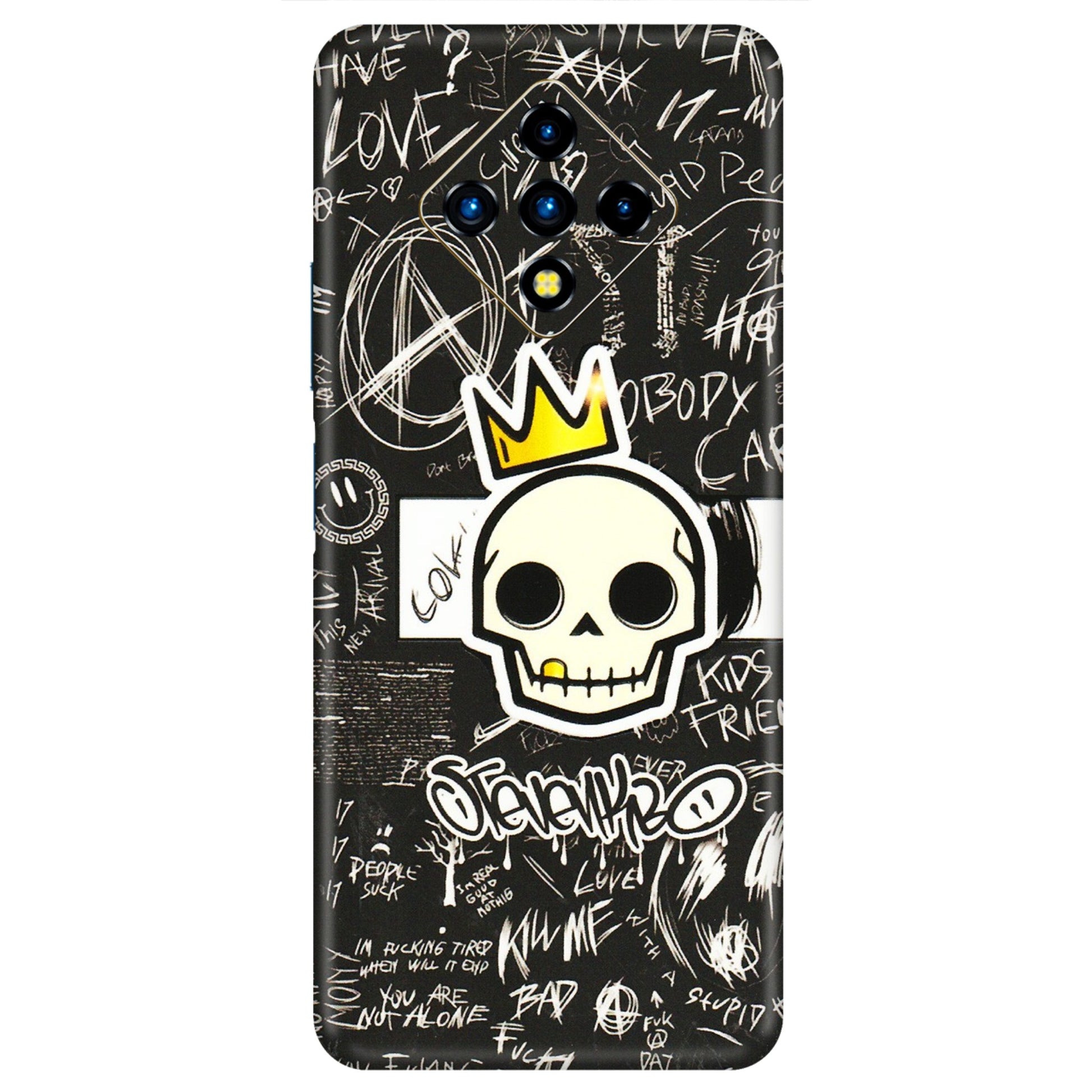 INFINIX Phone Skins (All Models) - Funny Skull Black Chalk Grafitti - 3D Embossed Finish (L-22) Infinix Zero 8i