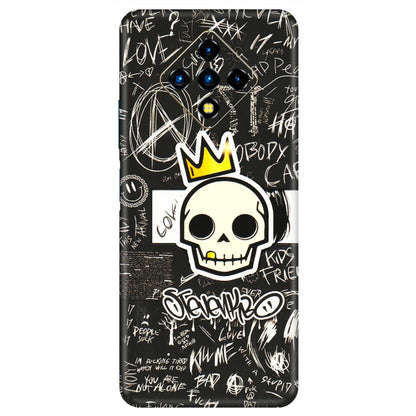 INFINIX Phone Skins (All Models) - Funny Skull Black Chalk Grafitti - 3D Embossed Finish (L-22) Infinix Zero 8i