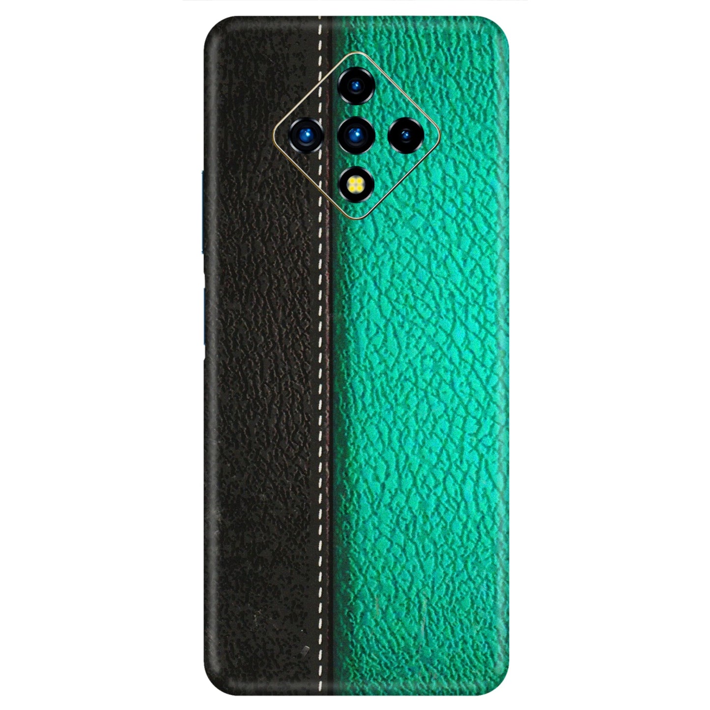 INFINIX Phone Skins (All Models) - Black Green Dual Leather Stich - 3D Embossed Finish (L-233) Infinix Zero 8i