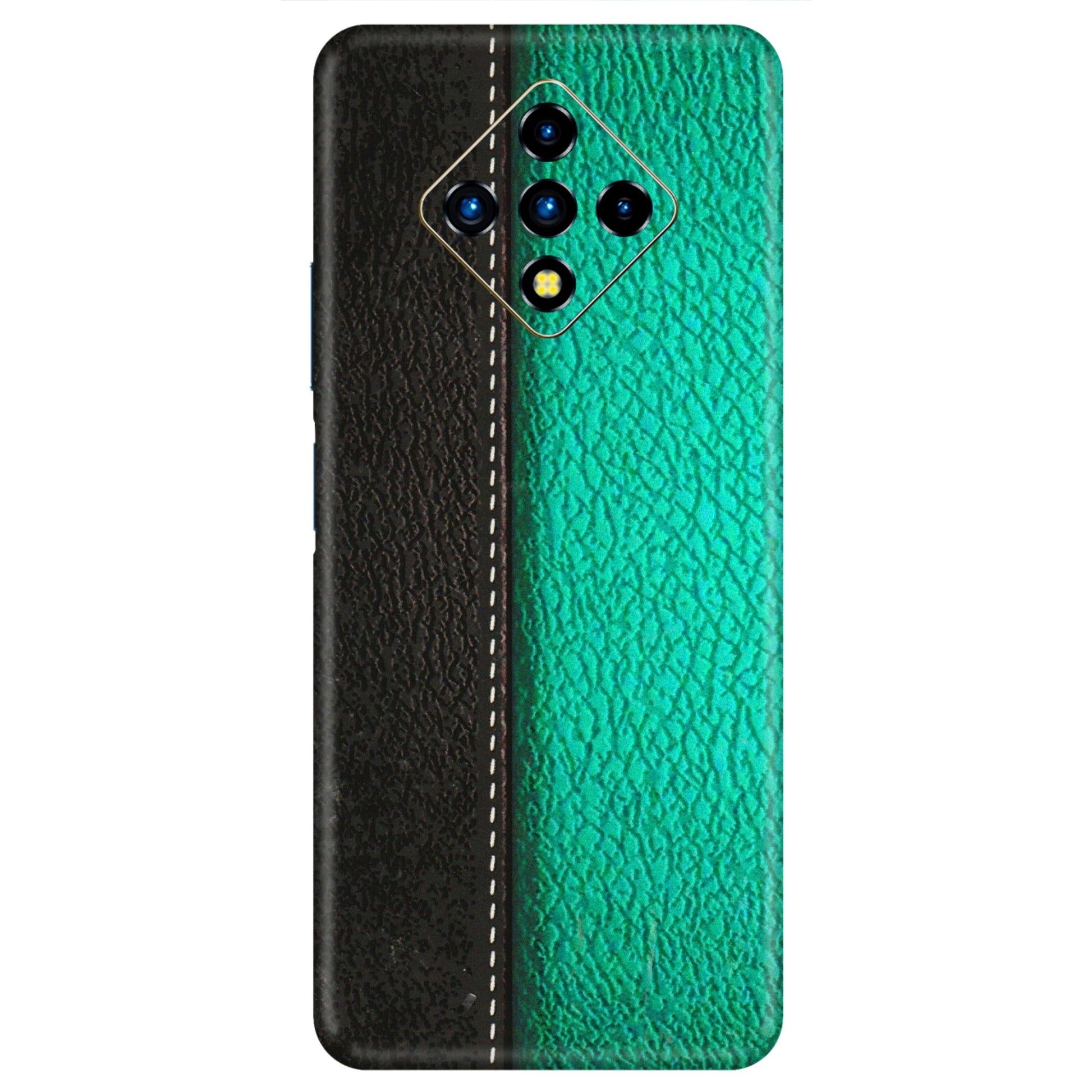 INFINIX Phone Skins (All Models) - Black Green Dual Leather Stich - 3D Embossed Finish (L-233) Infinix Zero 8i