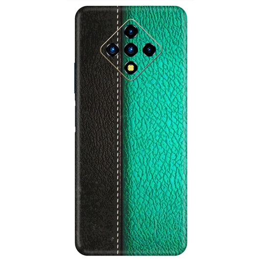 INFINIX Phone Skins (All Models) - Black Green Dual Leather Stich - 3D Embossed Finish (L-233) Infinix Zero 8i
