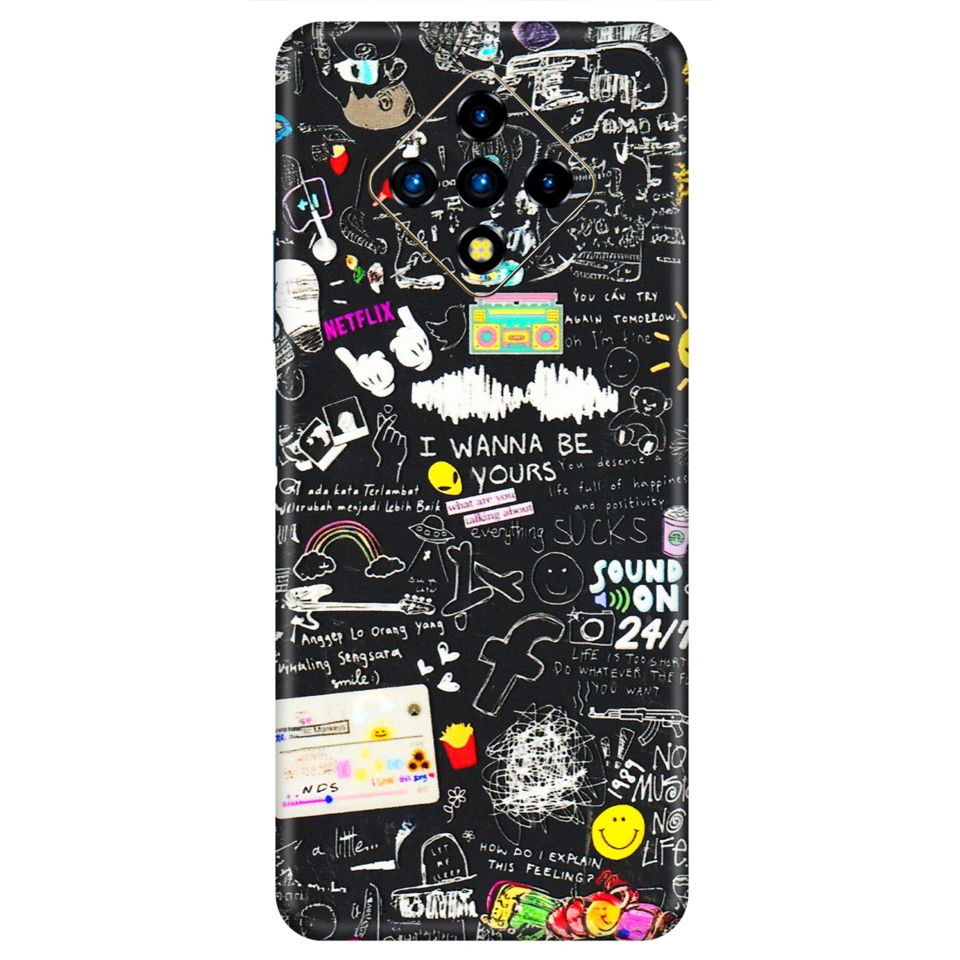 INFINIX Phone Skins (All Models) - Black Creatives Doodles - 3D Embossed Finish (L-311) Infinix Zero 8i