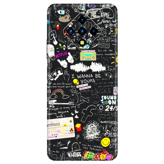 INFINIX Phone Skins (All Models) - Black Creatives Doodles - 3D Embossed Finish (L-311) Infinix Zero 8i