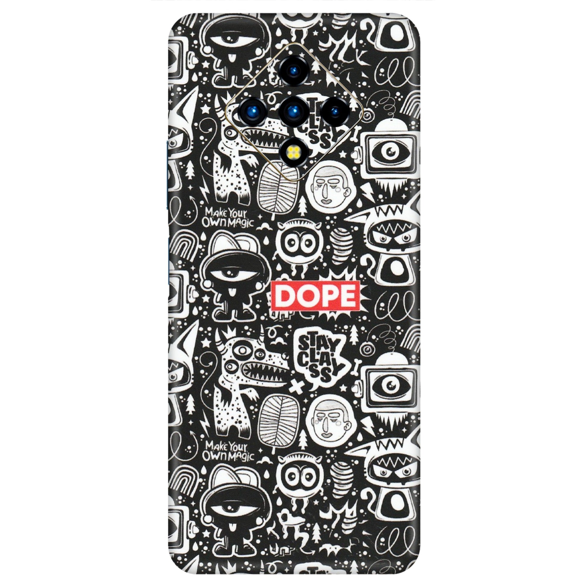INFINIX Phone Skins (All Models) - Dope Stay Classy Black Doodles - Matte Finish (M-126) Infinix Zero 8i