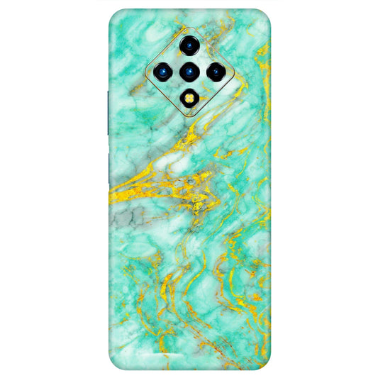INFINIX Phone Skins (All Models) - Green And Gold Marble Feel - Matte Finish (M-16) Infinix Zero 8i