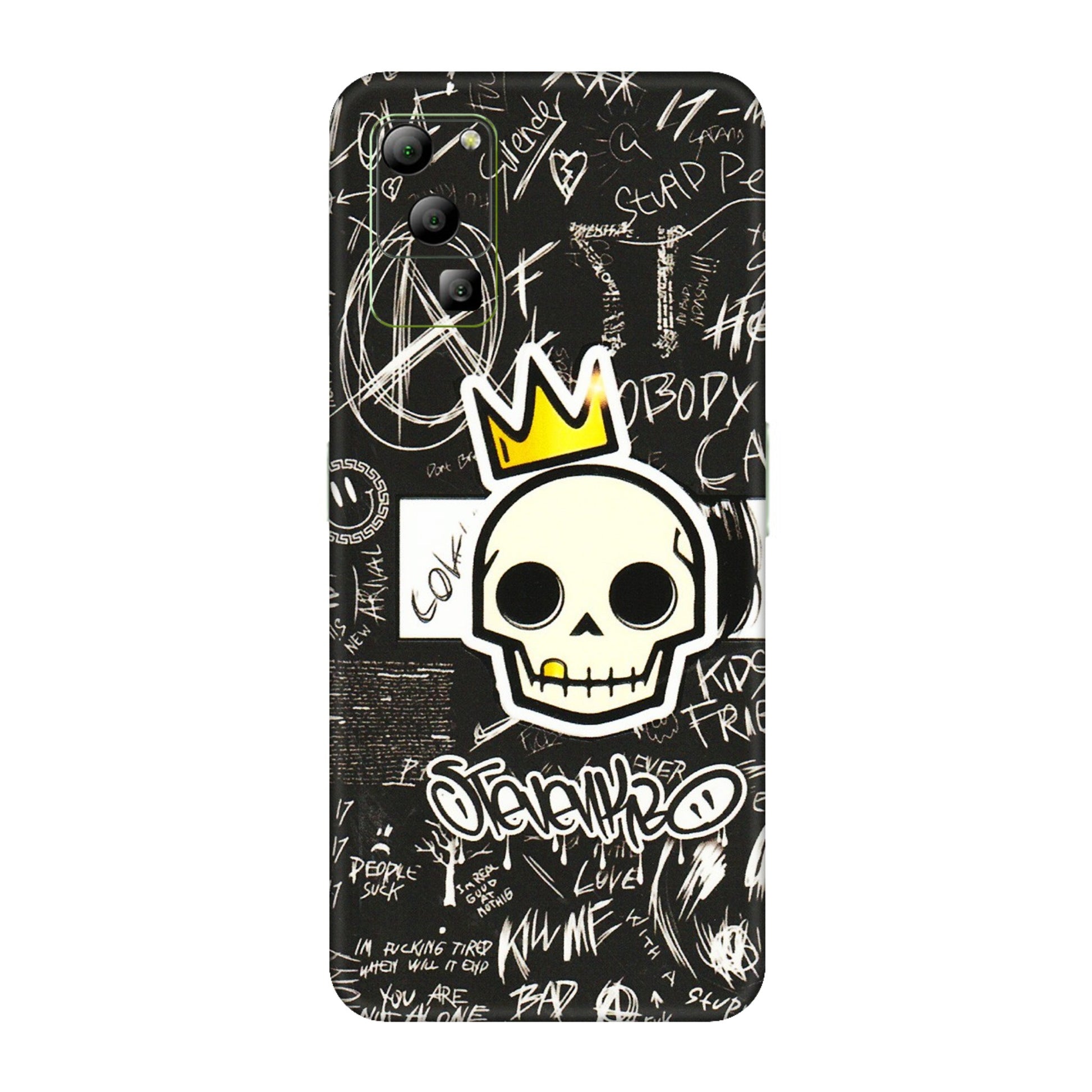 Lava Phone Skins (All Models) - Funny Skull Black Chalk Grafitti - 3D Embossed Finish (L-22) LAVA Blaze (5G)