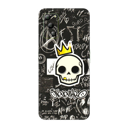 Lava Phone Skins (All Models) - Funny Skull Black Chalk Grafitti - 3D Embossed Finish (L-22) LAVA Blaze (5G)