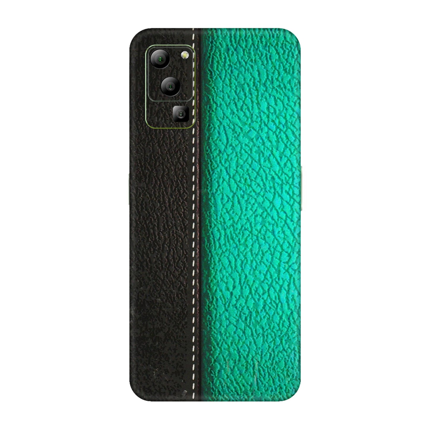 Lava Phone Skins (All Models) - Black Green Dual Leather Stich - 3D Embossed Finish (L-233) LAVA Blaze (5G)