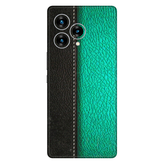 Lava Phone Skins (All Models) - Black Green Dual Leather Stich - 3D Embossed Finish (L-233) LAVA Blaze Curve (5G)