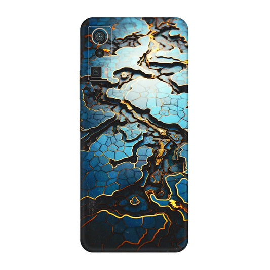 Lava Phone Skins (All Models) - Blue Gold Abstract - 3D Embossed Finish (L-11) LAVA Blaze Pro