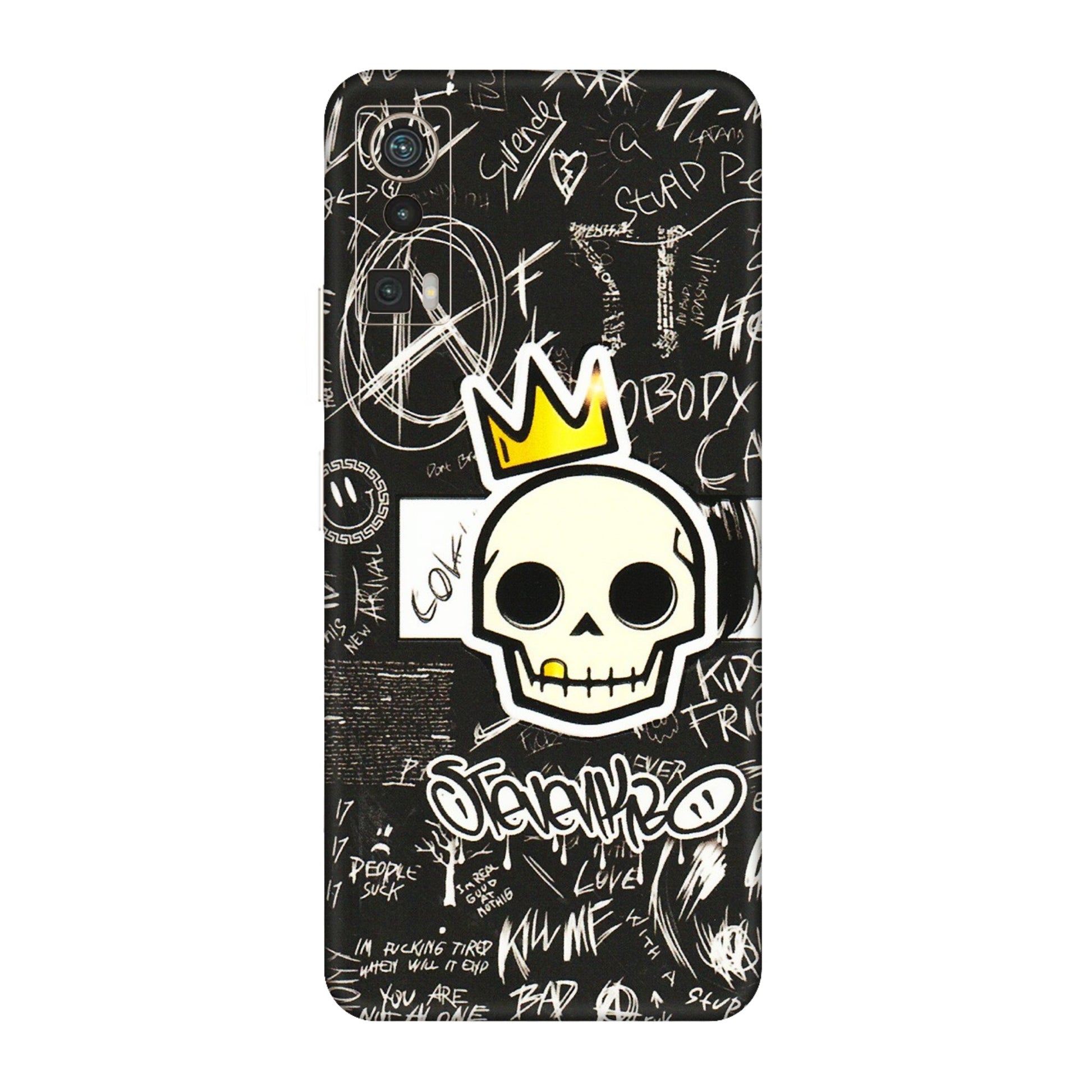 Lava Phone Skins (All Models) - Funny Skull Black Chalk Grafitti - 3D Embossed Finish (L-22) LAVA Blaze Pro