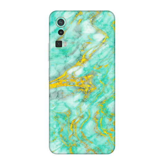 Lava Phone Skins (All Models) - Green And Gold Marble Feel - Matte Finish (M-16) LAVA Blaze Pro