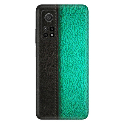Xiaomi Redmi Phone Skins (All Models) - Black Green Dual  Leather Stich - 3D Embossed Finish (L-233) Mi 10T 5G