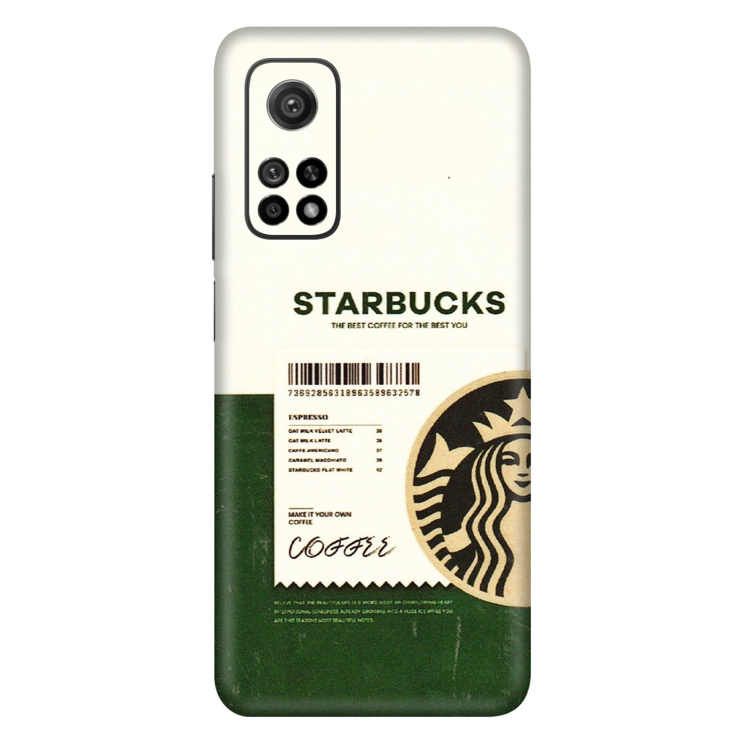 Xiaomi Redmi Phone Skins (All Models) - Starbucks Barcode - 3D Embossed Finish (L-308) Mi 10T 5G