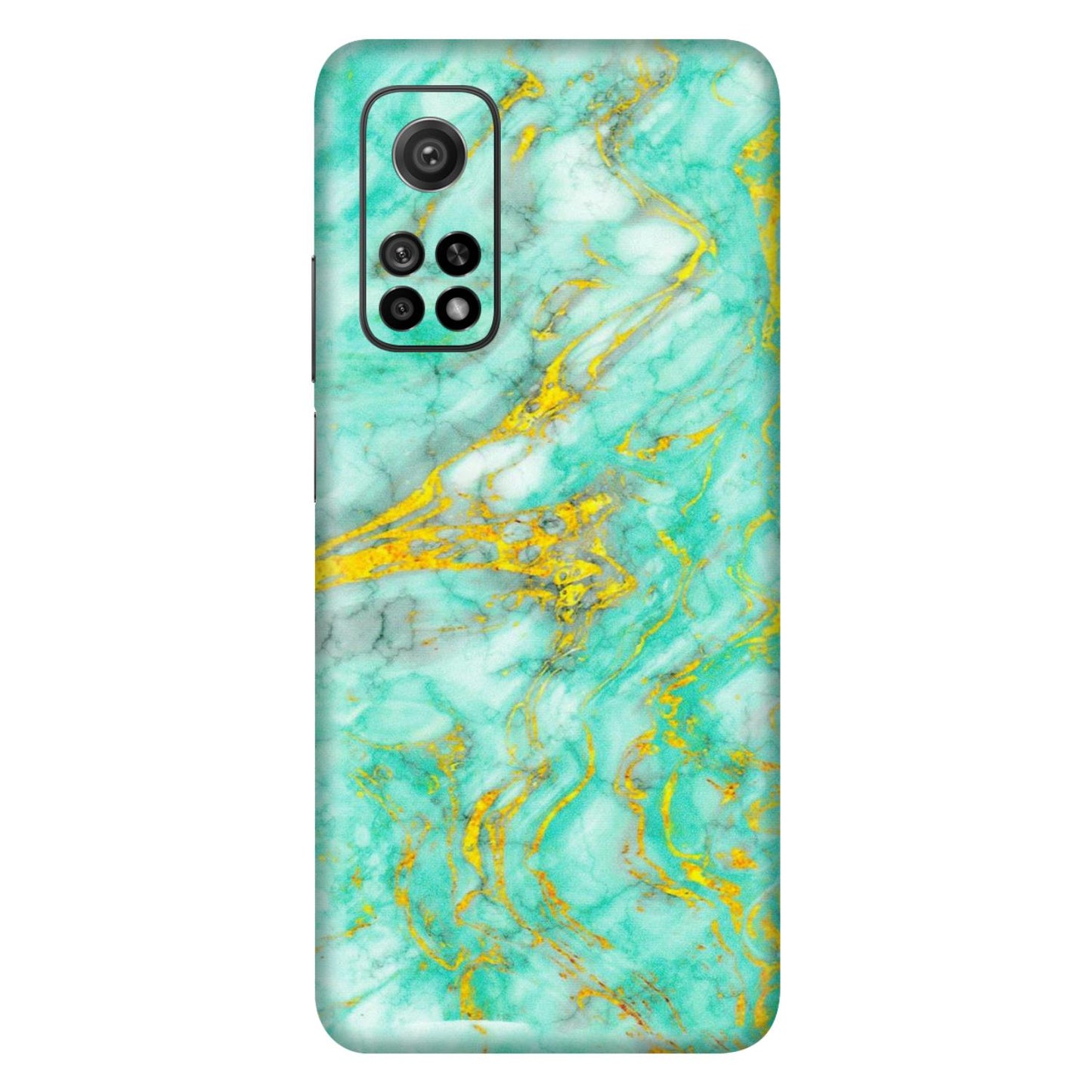 Xiaomi Redmi Phone Skins (All Models) - Green And Gold Marble Feel - Matte Finish (M-16) Mi 10T 5G