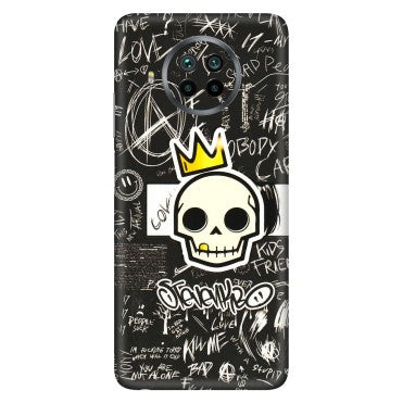 Xiaomi Redmi Phone Skins (All Models) - Funny Skull Black Chalk Grafitti - 3D Embossed Finish (L-22) Mi 10 T Lite